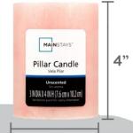 Decorative Mottled Pillar Unscented Candles, 3inch wide by 4inch tall, Pink Mottled Color. The price is inclusive of FREE shipping